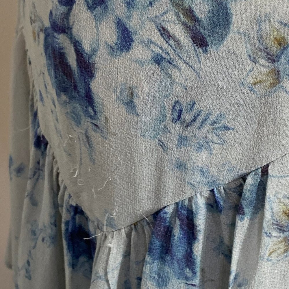 LoveShackFancy Blue Floral Rowan Silk Asymmetrical Skirt Size P - Picture 5 of 13